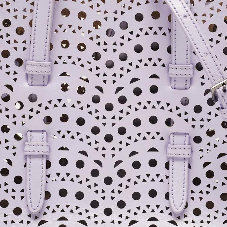 Pre Owned Alaia Lilac Laser Cut Leather Le Mina 20 Tote
