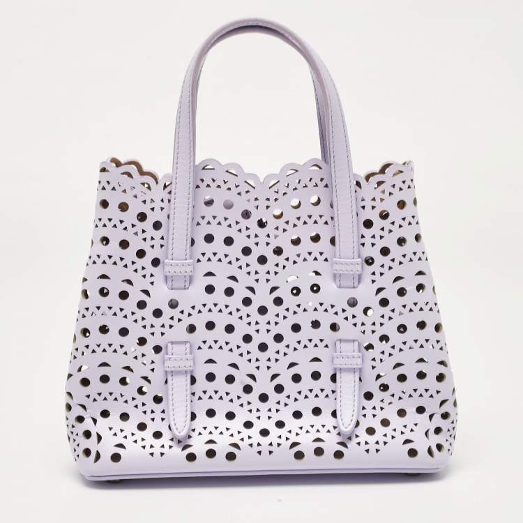 Pre Owned Alaia Lilac Laser Cut Leather Le Mina 20 Tote