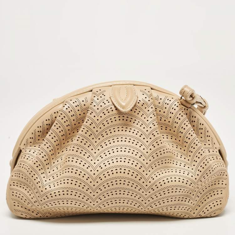 Pre Owned Alaia Beige Lasercut Leather Samia Crossbody Bag