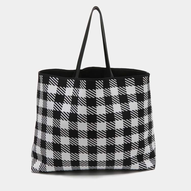 Pre Owned Alaia Black/White Canvas and Leather Large Houndstooth Tote 