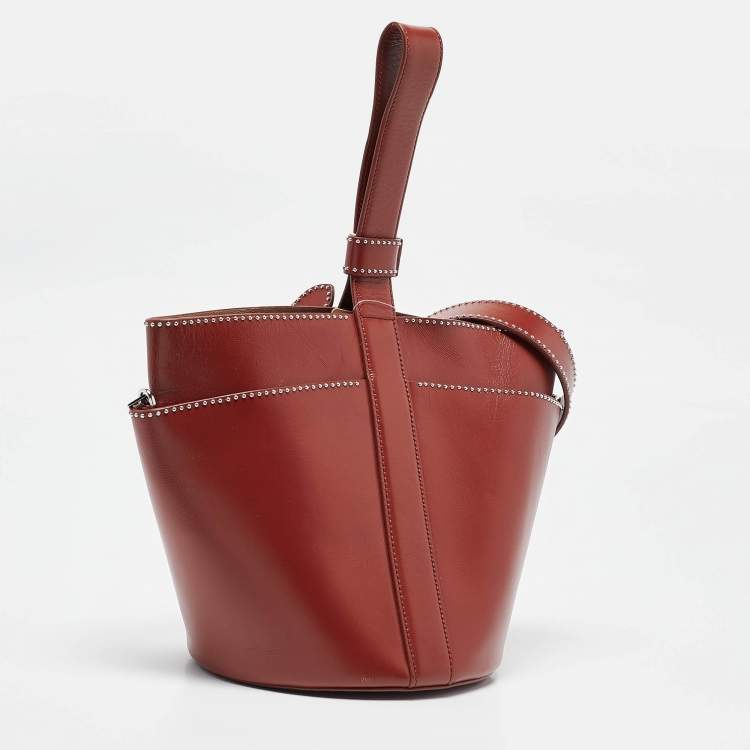 Pre Owned Alaia Brick Red Leather Rose Marie Bucket Bag