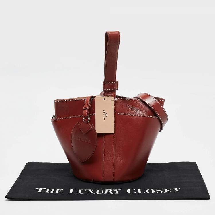 Pre Owned Alaia Brick Red Leather Rose Marie Bucket Bag
