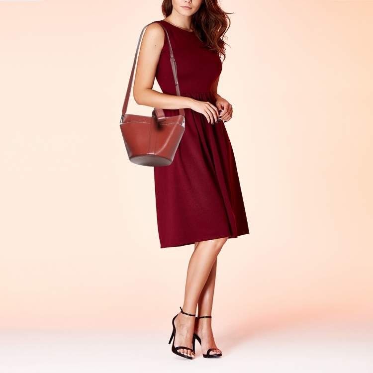 Pre Owned Alaia Brick Red Leather Rose Marie Bucket Bag