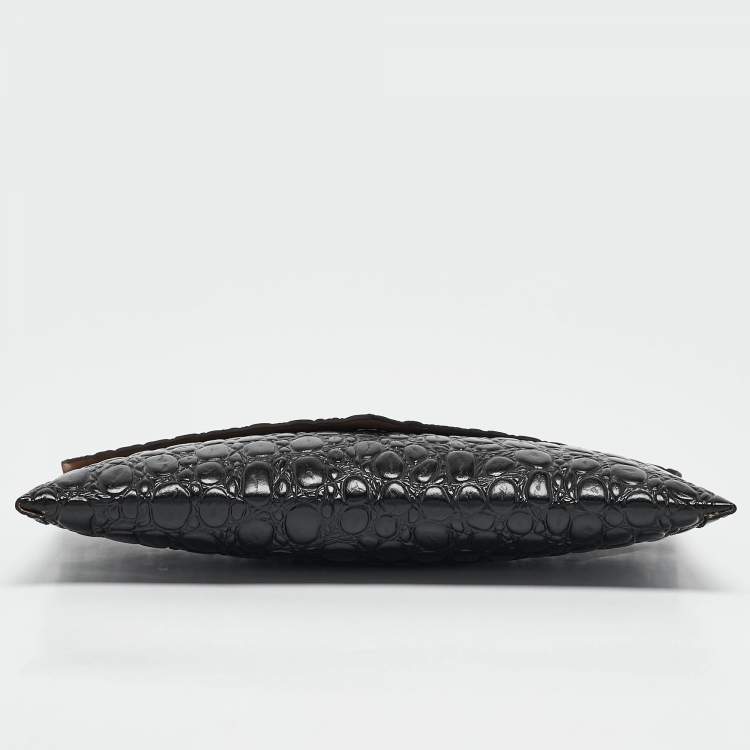 Pre Owned Alaia Black Croc Embossed Leather Envelope Clutch