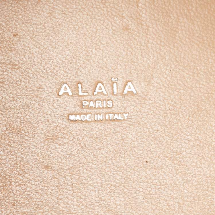 Pre Owned Alaia Light Beige Laser Cut Leather Le Mina 25 Tote