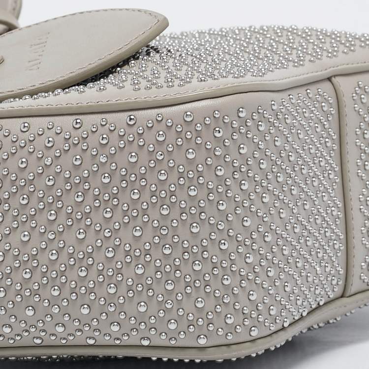 Pre Owned Alaia Grey Leather Mini Studded Rose Marie Bucket Bag