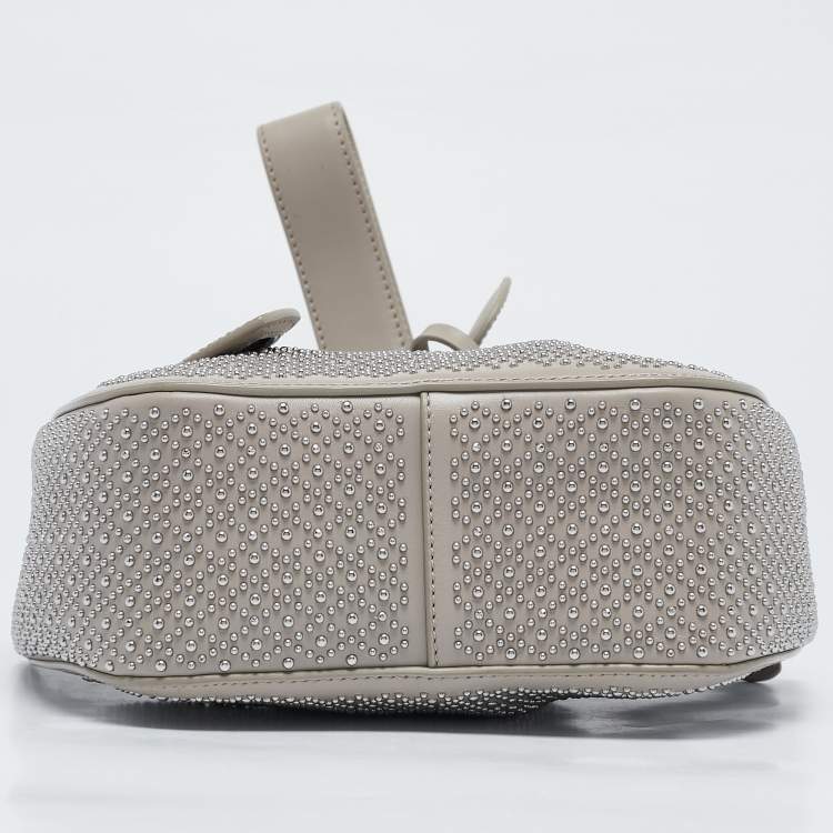 Pre Owned Alaia Grey Leather Mini Studded Rose Marie Bucket Bag