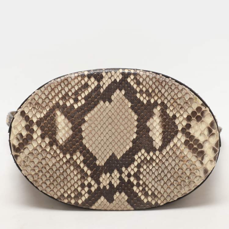 Pre Owned Alaia Beige/Black Python Drawstring Bucket Bag
