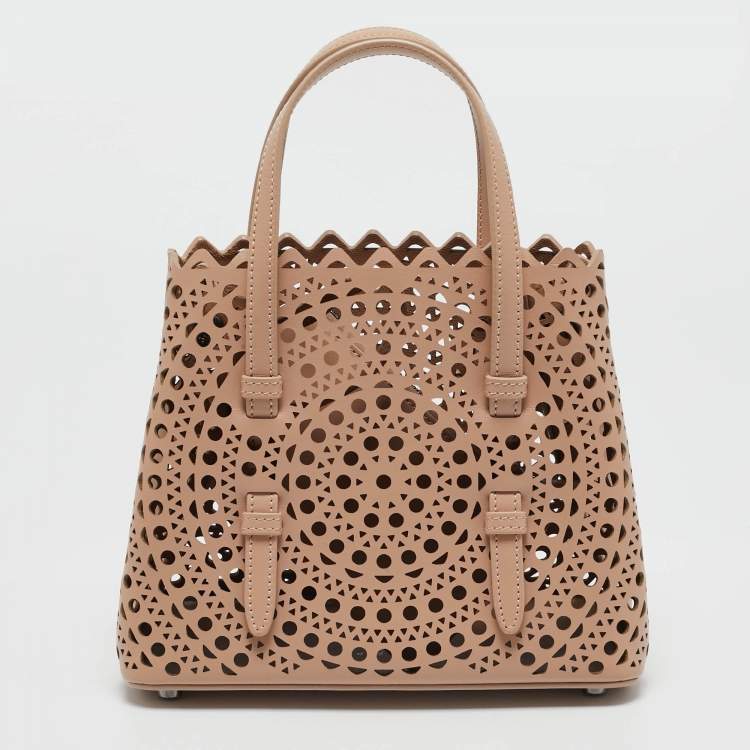 Pre Owned Alaia Beige Vienne Wave Leather Mina 20 Tote