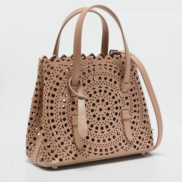 Pre Owned Alaia Beige Vienne Wave Leather Mina 20 Tote