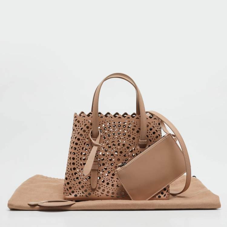 Pre Owned Alaia Beige Vienne Wave Leather Mina 20 Tote