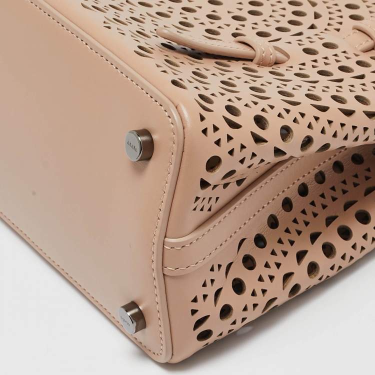 Pre Owned Alaia Beige Vienne Wave Leather Mina 20 Tote