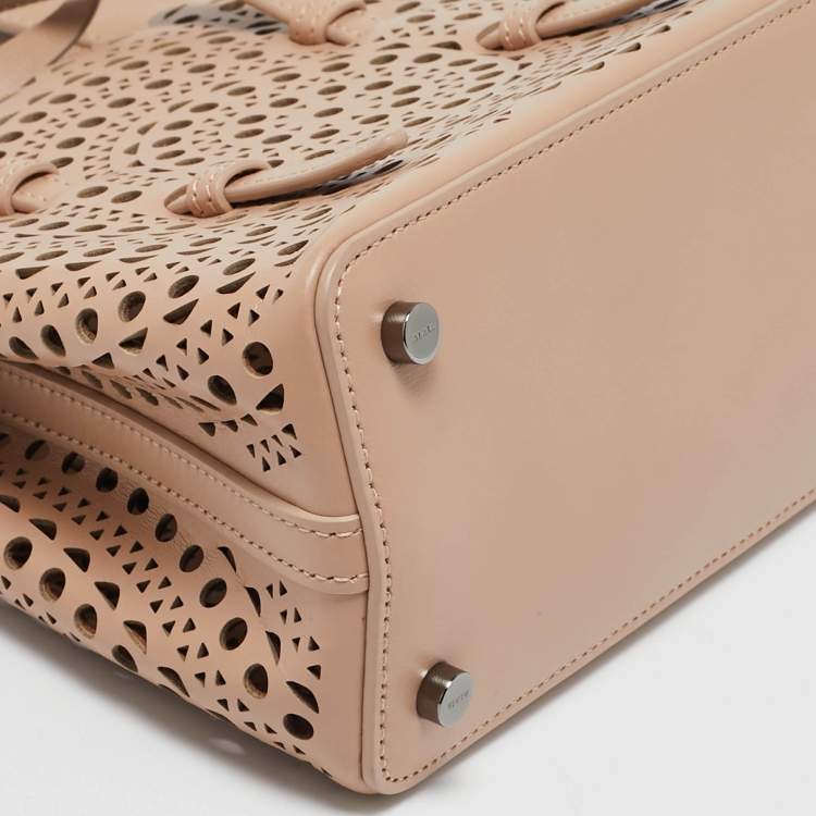 Pre Owned Alaia Beige Vienne Wave Leather Mina 20 Tote