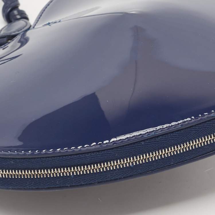 Pre Owned Alaia Blue Patent Leather Le Coeur Shoulder Bag