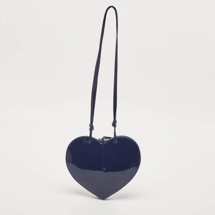 Pre Owned Alaia Blue Patent Leather Le Coeur Shoulder Bag
