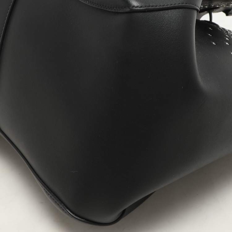 Pre Owned Alaia Black Leather Eyelet Tote