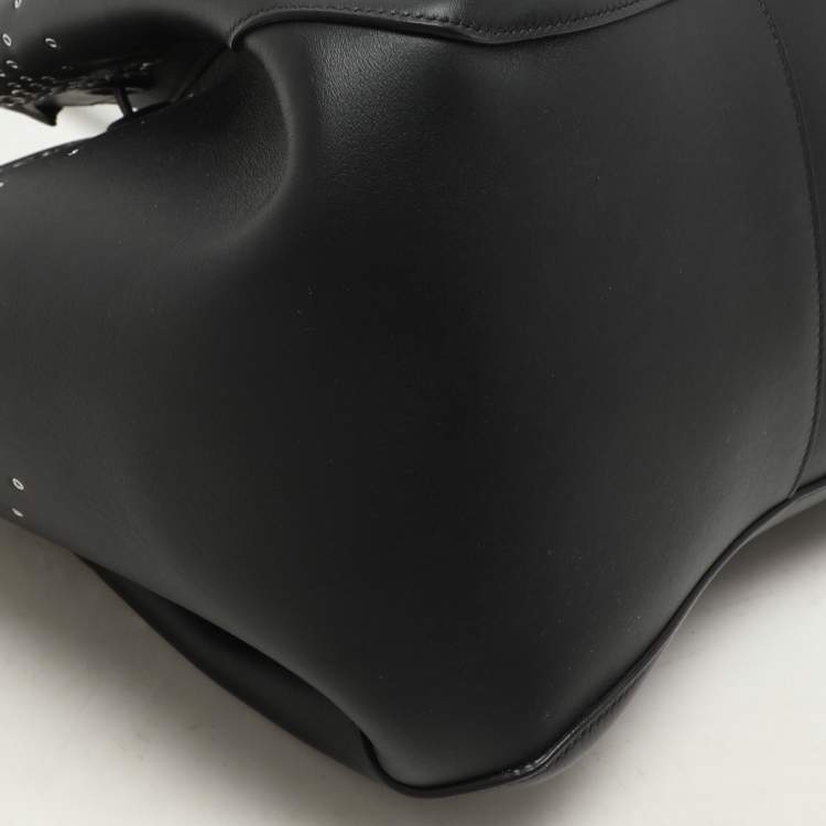 Pre Owned Alaia Black Leather Eyelet Tote