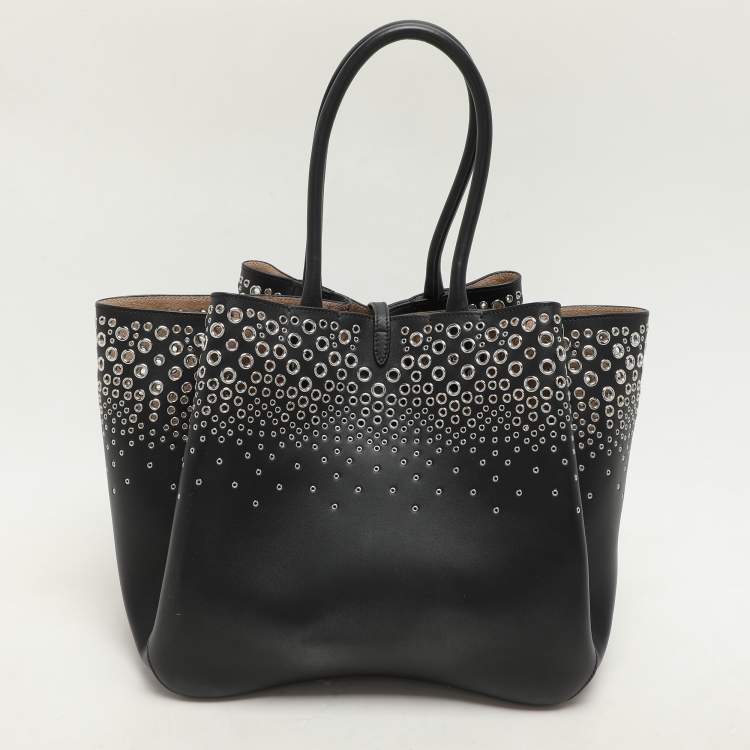 Pre Owned Alaia Black Leather Eyelet Tote
