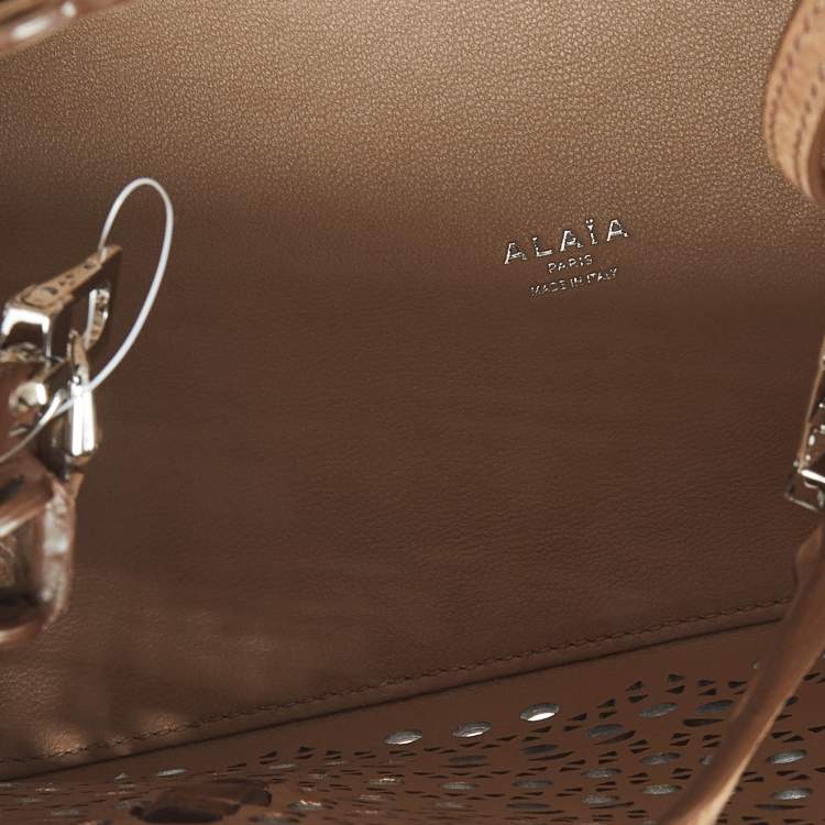 Pre Owned Alaia Brown Laser Cut Suede Le Mina 25 Tote