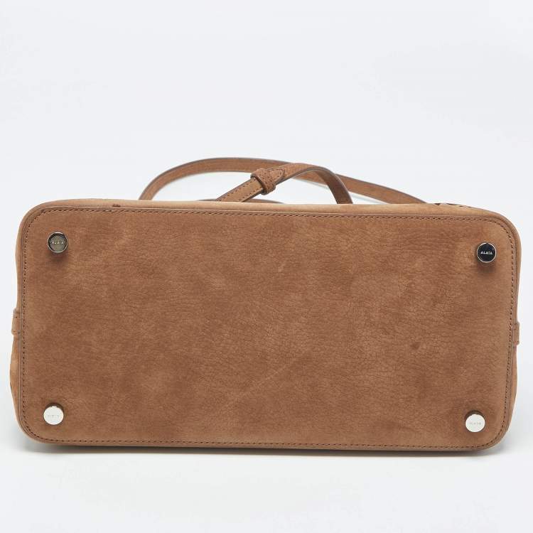 Pre Owned Alaia Brown Laser Cut Suede Le Mina 25 Tote