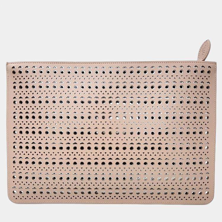 Pre Owned Alaia Beige Leather Clutch