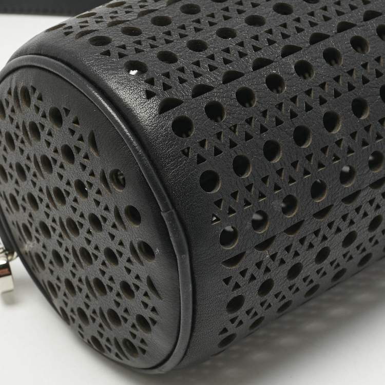 Pre Owned Alaia Black Perforated Leather Tube Shoulder Bag