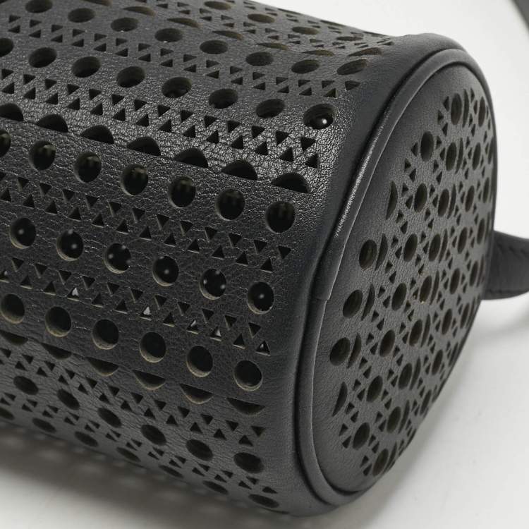 Pre Owned Alaia Black Perforated Leather Tube Shoulder Bag