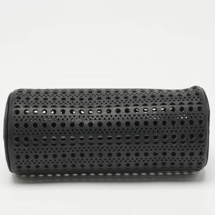 Pre Owned Alaia Black Perforated Leather Tube Shoulder Bag