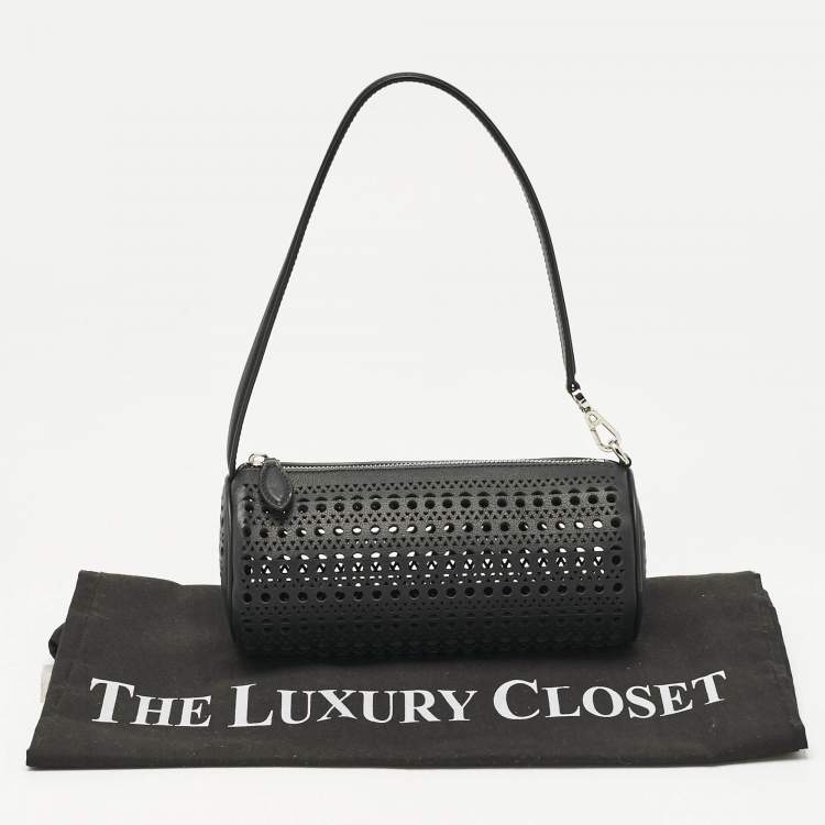 Pre Owned Alaia Black Perforated Leather Tube Shoulder Bag