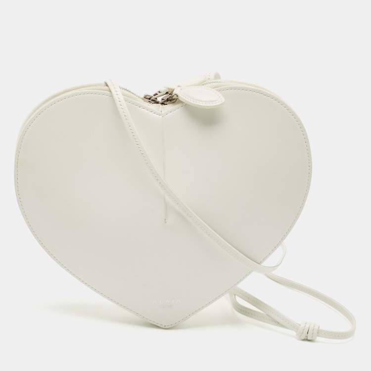 Pre Owned Alaia White Leather Le Coeur Crossbody Bag
