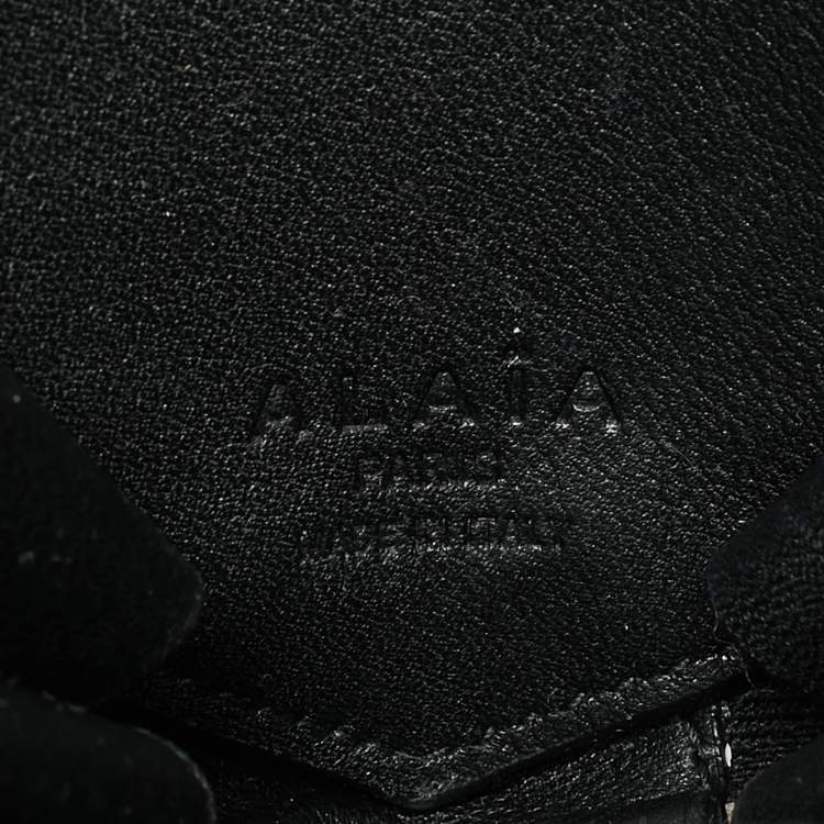 Pre Owned Alaia Black Patent Leather Le Coeur Crystals Crossbody bag