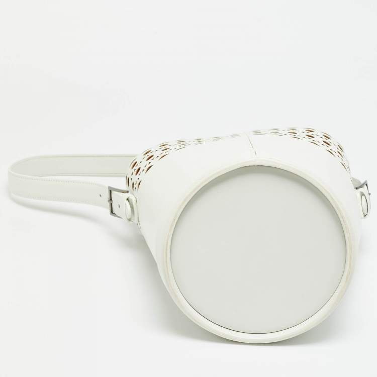 Pre Owned Alaia White Leather 1992 Edition Vienne Bucket Bag