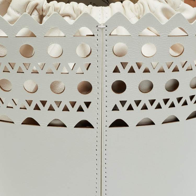 Pre Owned Alaia White Leather 1992 Edition Vienne Bucket Bag