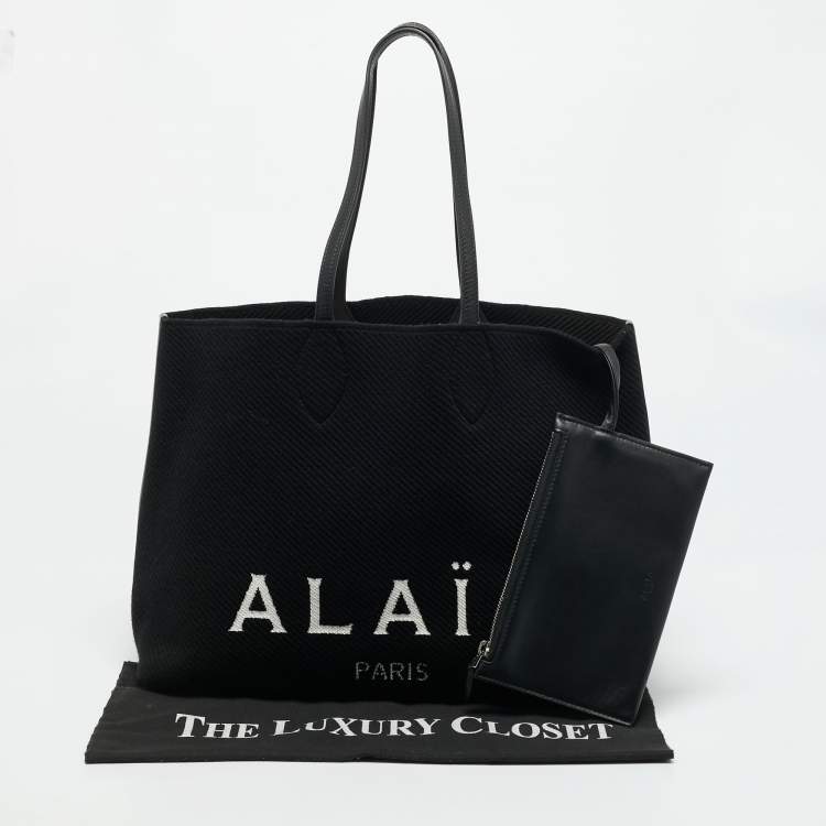 مملوكة مسبقًا Alaia Black Knitted Fabric Logo Tote