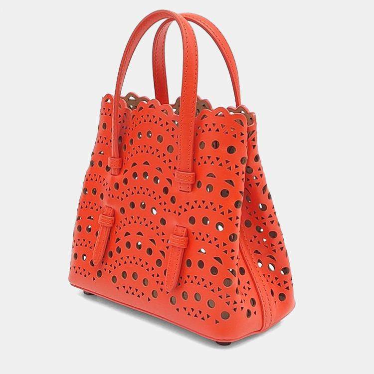 Pre Owned Alaia Red Leather Laser Cut Mina Bag