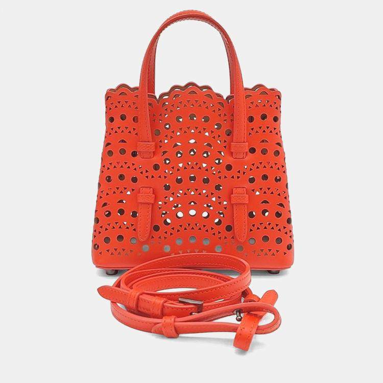 Pre Owned Alaia Red Leather Laser Cut Mina Bag