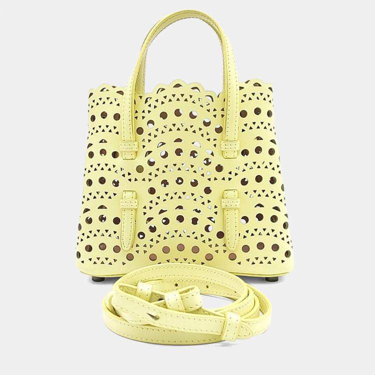 Pre Owned Alaia Yellow Leather Laser Cut Mina Bag