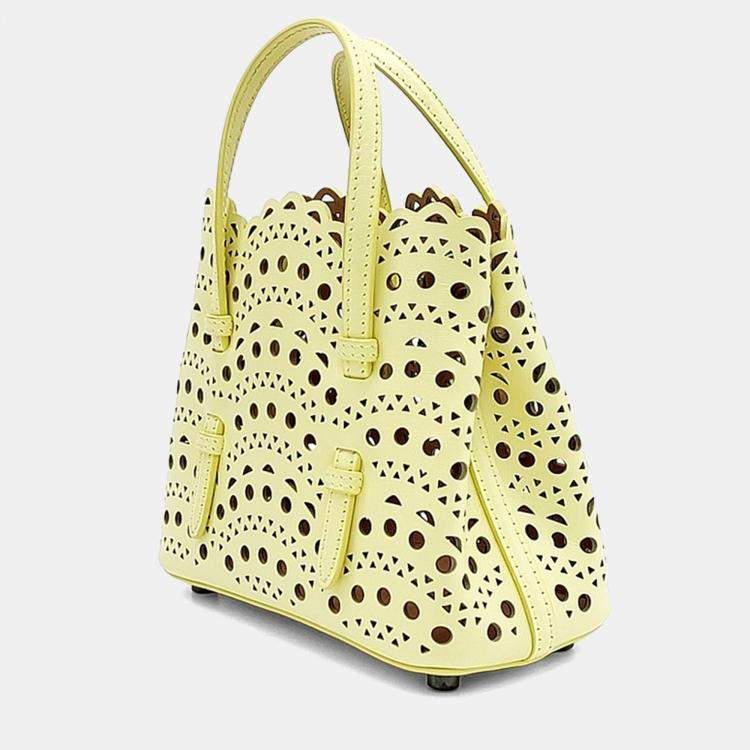 Pre Owned Alaia Yellow Leather Laser Cut Mina Bag