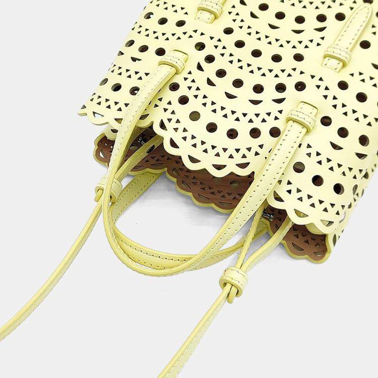 Pre Owned Alaia Yellow Leather Laser Cut Mina Bag