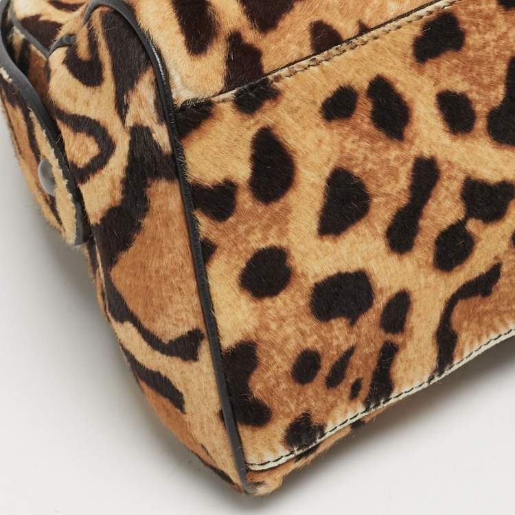 Pre Owned Alaia Brown Leopard Print Calf Hair Frame Pouch