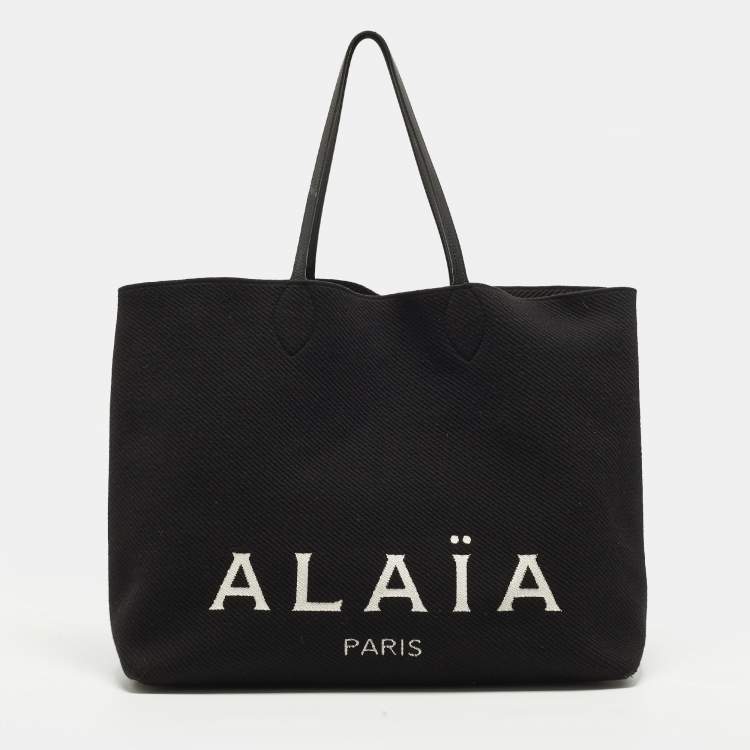 Pre Owned Alaia Black Logo Knitted Tote