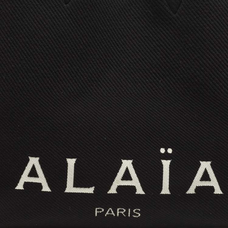 Pre Owned Alaia Black Logo Knitted Tote