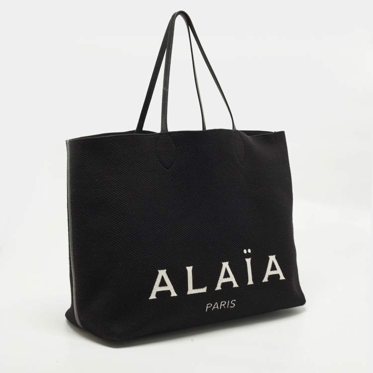 Pre Owned Alaia Black Logo Knitted Tote