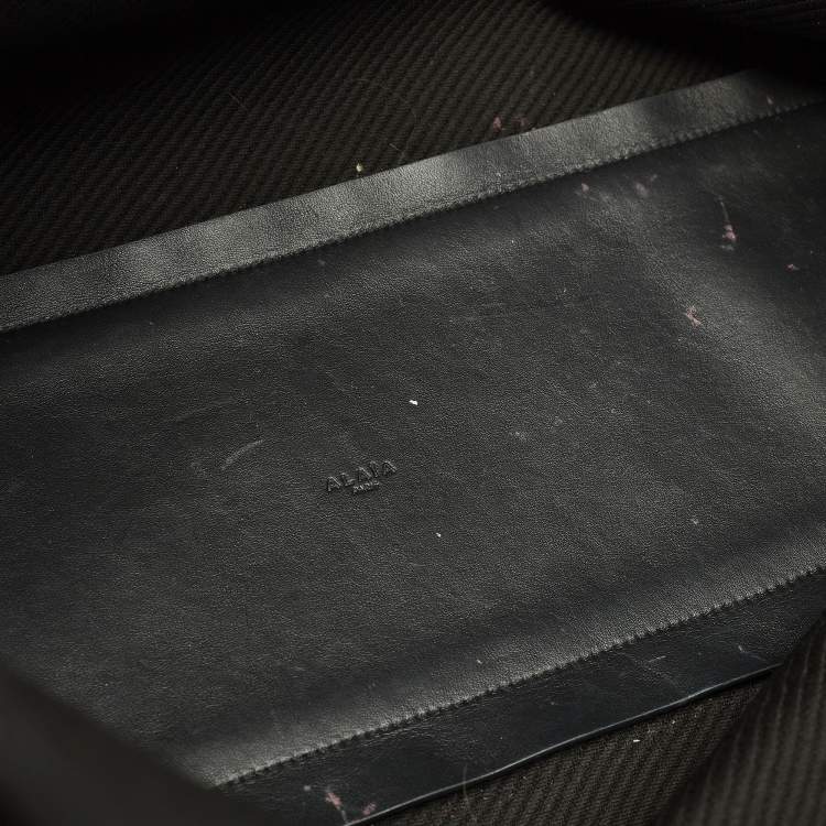 Pre Owned Alaia Black Logo Knitted Tote