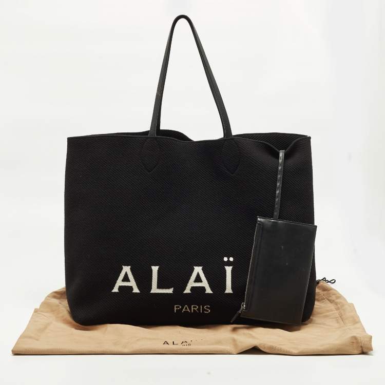 Pre Owned Alaia Black Logo Knitted Tote