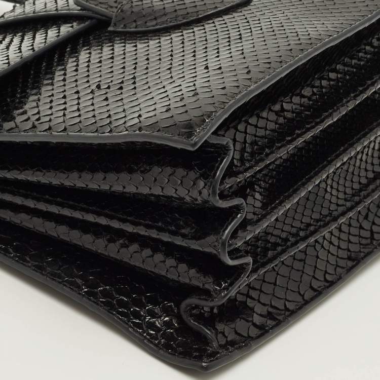 Pre Owned Alaia Leonie Black Python Top Handle Bag