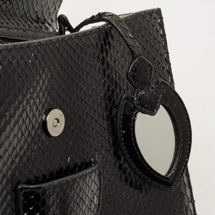 Pre Owned Alaia Leonie Black Python Top Handle Bag
