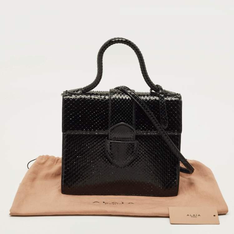 Pre Owned Alaia Leonie Black Python Top Handle Bag