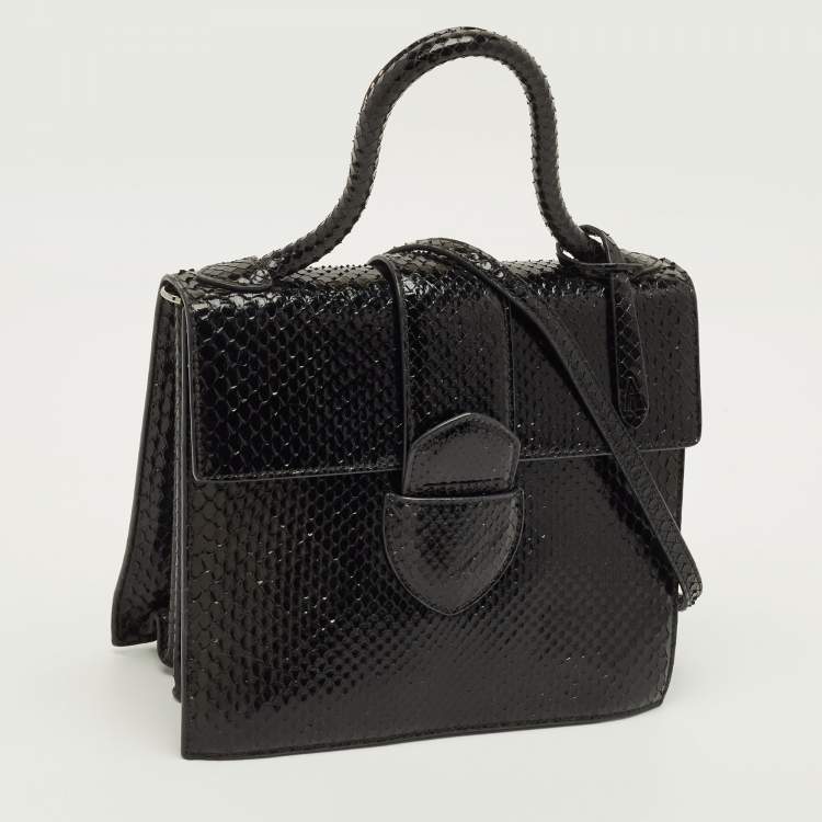 Pre Owned Alaia Leonie Black Python Top Handle Bag