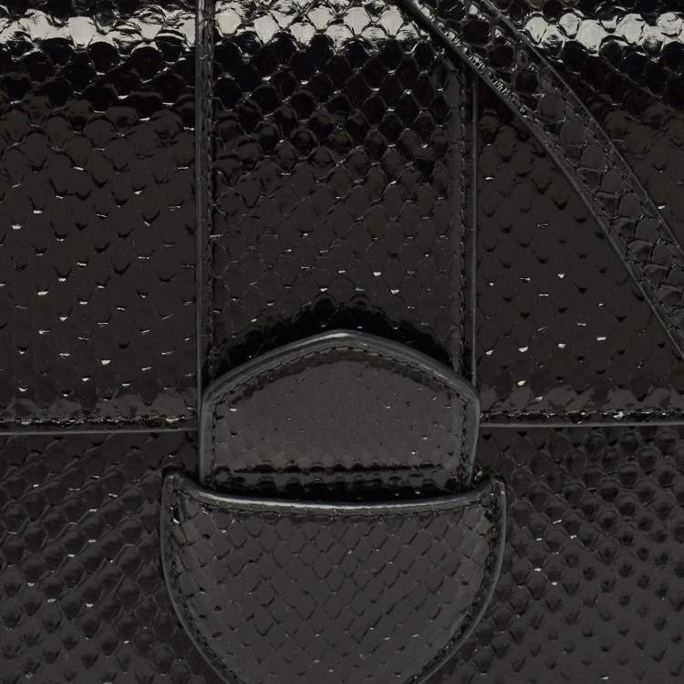 Pre Owned Alaia Leonie Black Python Top Handle Bag